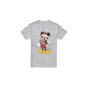 Disney Mens Mickey Mouse Christmas Lights T-Shirt / Sport Heather